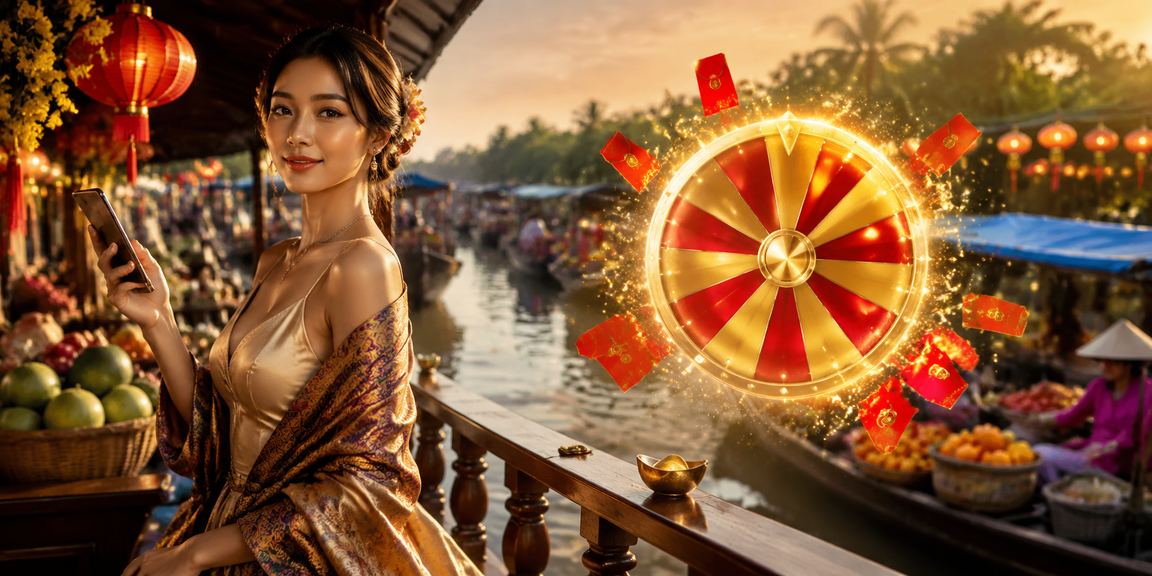 Đèn lồng rực rỡ bên dòng Mekong và bàn roulette trực tuyến buổi tối
