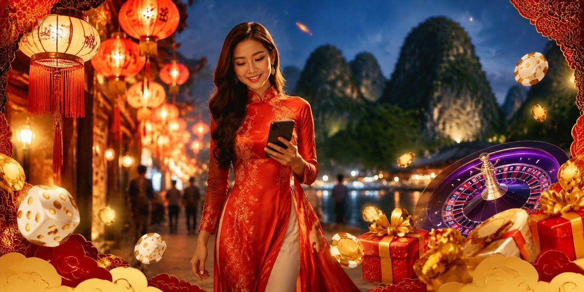 Người chơi casino mobile tại khu chợ đêm Ninh Bình bên điện thoại
